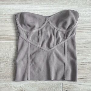 Zara Knit Bustier Taupe Corsett Stretchy Strapless Tank Top